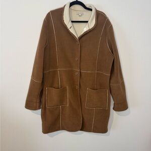 Susan Graver Jacket Womans large brown   Fall Fleece Cozy Fleece Coat